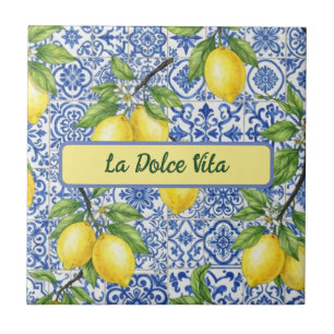 La Dolce Vita Sizilianische Zitrone, Blaues Maioli Fliese
