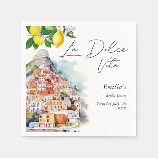 La Dolce Vita Sommer Italienisches Brautparty Serviette (Vorderseite)
