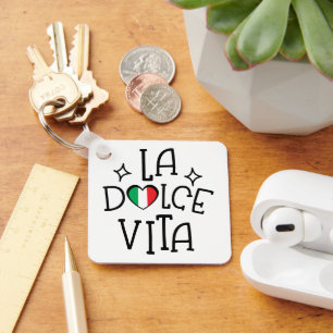 La Dolce Vita Süße italienische Flagge Herz Schlüsselanhänger
