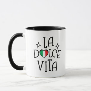 La Dolce Vita Süße italienische Flagge Herz Tasse