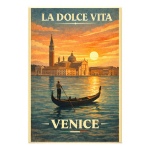La Dolce Vita - Venedig Vintage Reiseposter Fotodruck