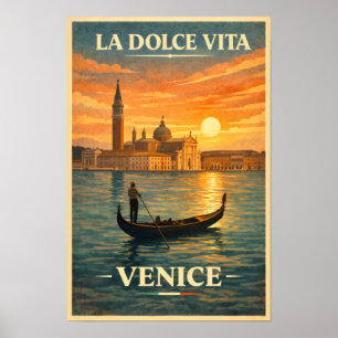 La Dolce Vita - Venedig Vintage Reiseposter Poster
