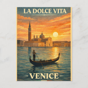 La Dolce Vita - Venedig Vintage Reiseposter Postkarte