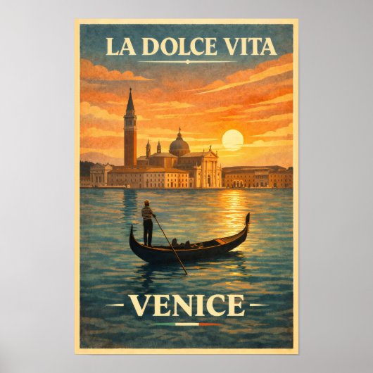 La Dolce Vita - Venice Vintage Travel Poster (Vorne)
