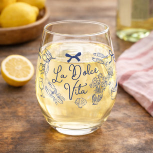 La Dolce Vita Whimsical Italienisch Thematisiert Weinglas Ohne Stiel
