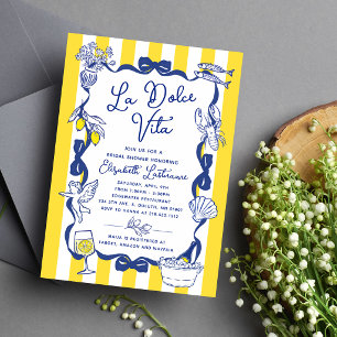 La Dolce Vita Whimsical Italienischer Braut- Jungg Einladung