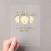 La Dolce Vita yellow lemon bridal shower pastel bo Acryleinladungen (Insitu (Handheld))
