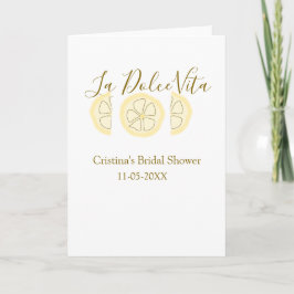 La Dolce Vita yellow lemon bridal shower pastel bo Karte