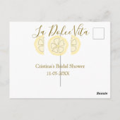 La Dolce Vita yellow lemon bridal shower pastel bo Postkarte (Rückseite)