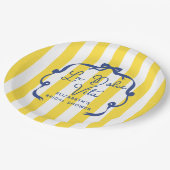 La Dolce Vita Yellow Stripe Bridal Shower Pappteller (Schrägansicht)