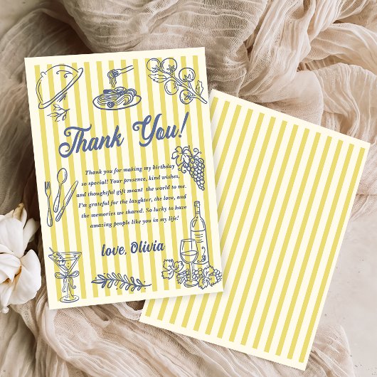 La Dolce Vita Yellow Stripes Thank You Card Einladung