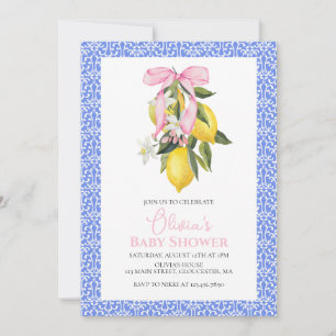La Dolce Vita Zitrone Rosa Schleife Baby Shower Einladung