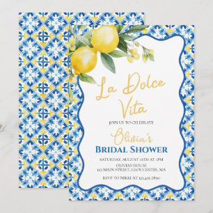 La Dolce Vita Zitronen-blumige Hochzeitsdusche-Ein Einladung