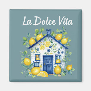 La Dolce Vita Zitronenhaus Aquarell-Magnet Magnet