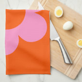 La Fleur 01 Retro Floral Orange Pink Preppy Blume Geschirrtuch (Viertel Falte)