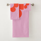 La Fleur 02 Blume Print Pink Retro Preppy Floral Badhandtuch Set (Insitu)