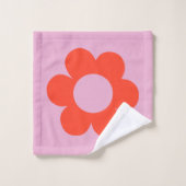 La Fleur 02 Blume Print Pink Retro Preppy Floral Badhandtuch Set (Waschlappen)