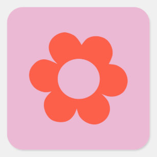 La Fleur 02 Blume Print Pink Retro Preppy Floral Quadratischer Aufkleber