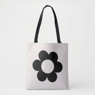 La Fleur 03 Retro Blumenmuster Schwarz und Weiß Bl Tasche