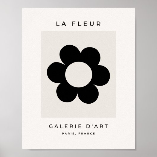 La Fleur 03 Retro Schwarz-Weiß-Blume Poster (Vorne)