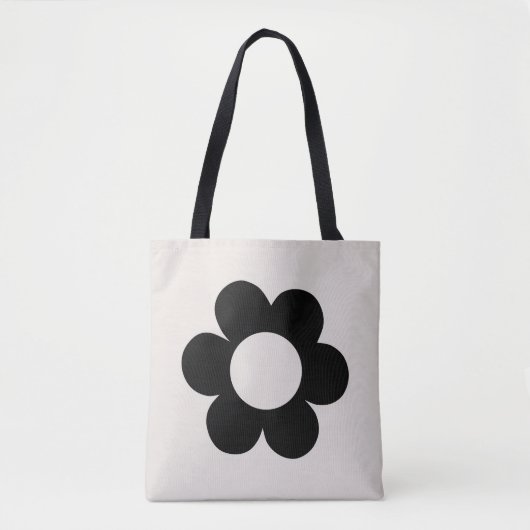 La Fleur 03 Retro Schwarz-Weiß-Blume Tasche (Vorderseite)