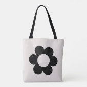 La Fleur 03 Retro Schwarz-Weiß-Blume Tasche (Rückseite)
