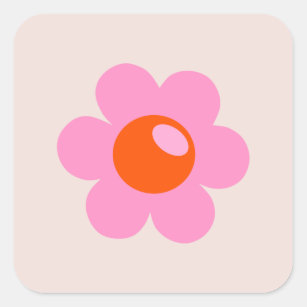 La Fleur 05 Abstrakte Blume Rosa und orange Blüte Quadratischer Aufkleber