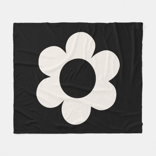 La Fleur 06 Retro Schwarz-Weiß-Blume Fleecedecke (Vorderseite (Horizontal))