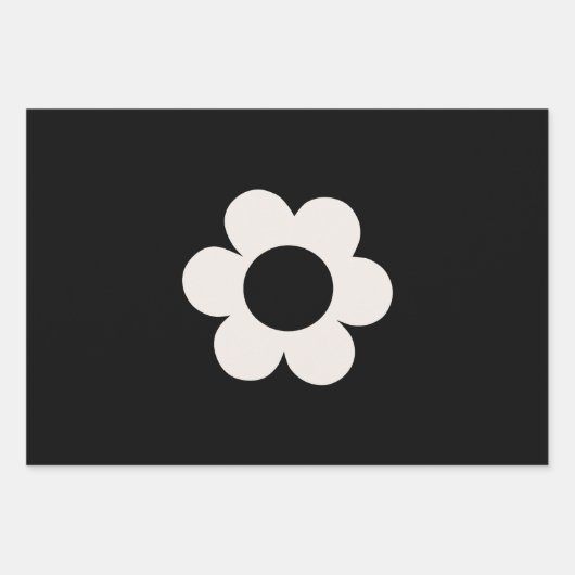 La Fleur 06 Retro Schwarz-Weiß-Blume Geschenkpapier Set (Vorderseite 3)