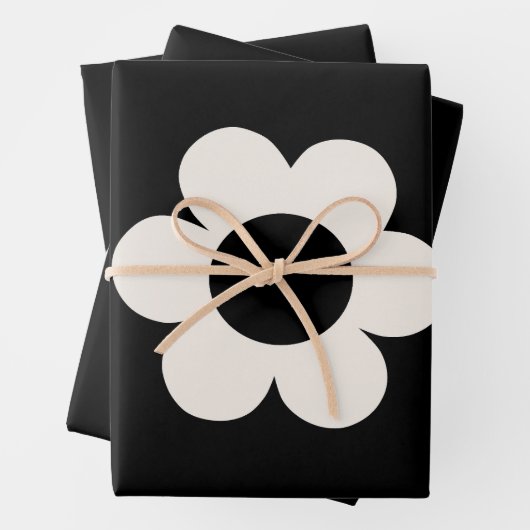 La Fleur 06 Retro Schwarz-Weiß-Blume Geschenkpapier Set (Beispiel)