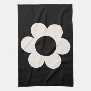 La Fleur 06 Retro Schwarz-Weiß-Blume Geschirrtuch