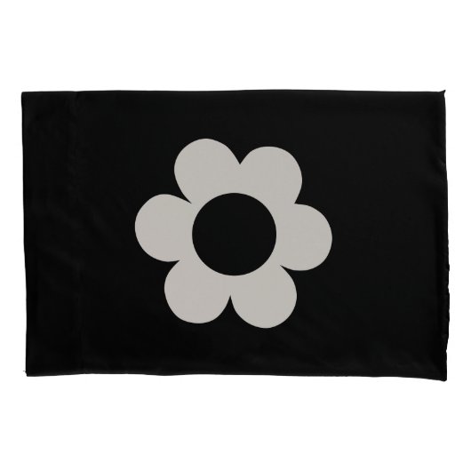 La Fleur 06 Retro Schwarz-Weiß-Blume Kissenbezug (Vorderseite)