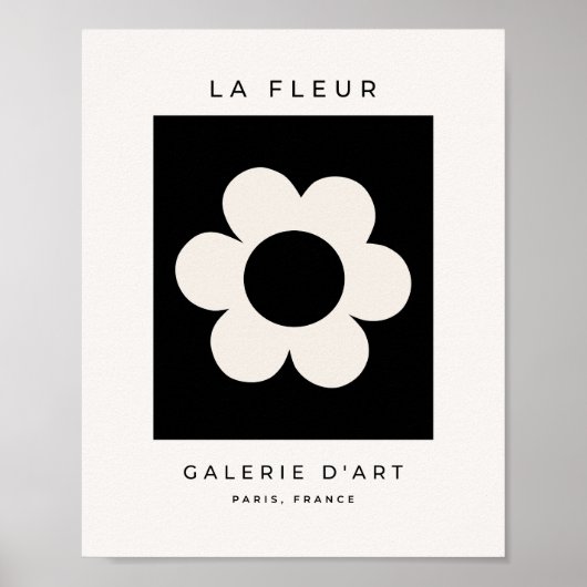 La Fleur 06 Retro Schwarz-Weiß-Blume Poster (Vorne)
