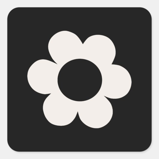 La Fleur 06 Retro Schwarz-Weiß-Blume Quadratischer Aufkleber (Vorderseite)
