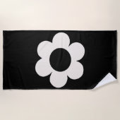La Fleur 06 Retro Schwarz-Weiß-Blume Strandtuch (Vorderseite)