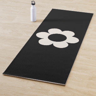 La Fleur 06 Retro Schwarz-Weiß-Blume Yogamatte