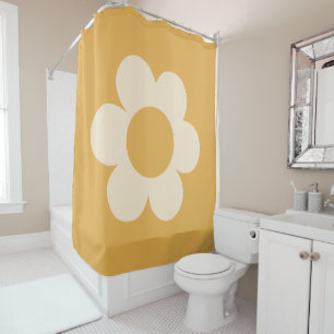 La Fleur 07 Retro Floral Gelbe Blume Duschvorhang