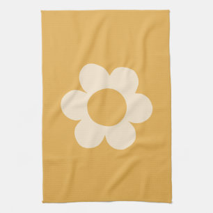 La Fleur 07 Retro Floral Gelbe Blume Geschirrtuch