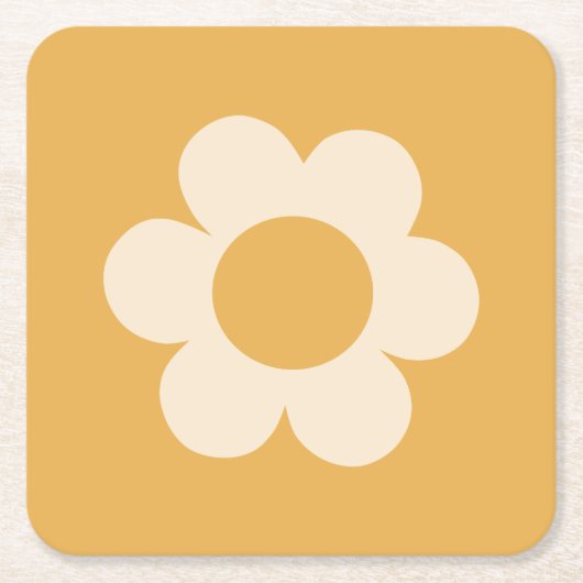 La Fleur 07 Retro Floral Gelbe Blume Rechteckiger Pappuntersetzer (Vorderseite)