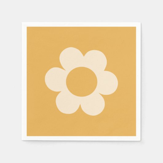 La Fleur 07 Retro Floral Gelbe Blume Serviette (Vorderseite)