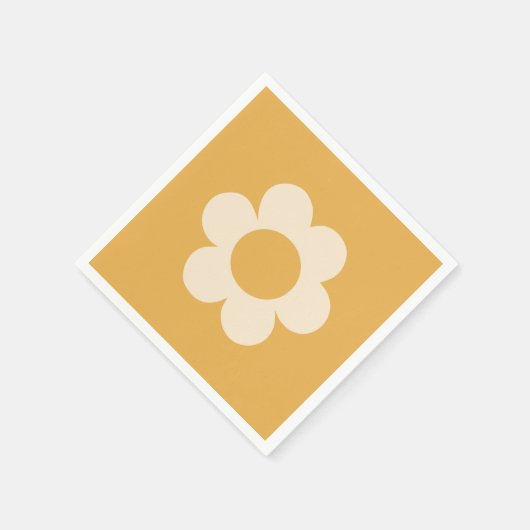 La Fleur 07 Retro Floral Gelbe Blume Serviette (Ecke)