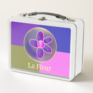 La Fleur Retro-Blume Violett Hot Pink Metall Brotdose