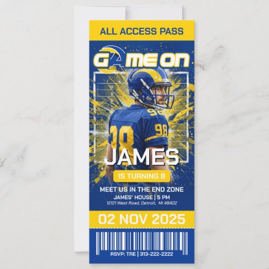 LA Football Ticket Birthday Invitation Save The Date (Vorderseite)