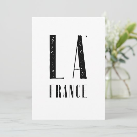 La France - minimalistic typography card Karte (Stehend Vorderseite)