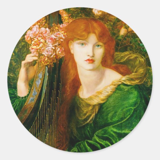 La Ghirlandata von Dante Gabriel Rossetti Runder Aufkleber (Vorderseite)