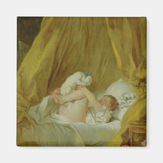 'La Gimblette', Girl with a Dog, c.1770 (Öl auf ca Magnet (Vorne)