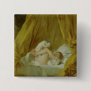 "La Gimblette", Mädchen mit einem Hund, c.1770 (Öl Button