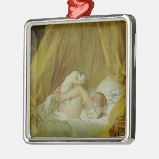 "La Gimblette", Mädchen mit einem Hund, c.1770 (Öl Silbernes Ornament (Links)