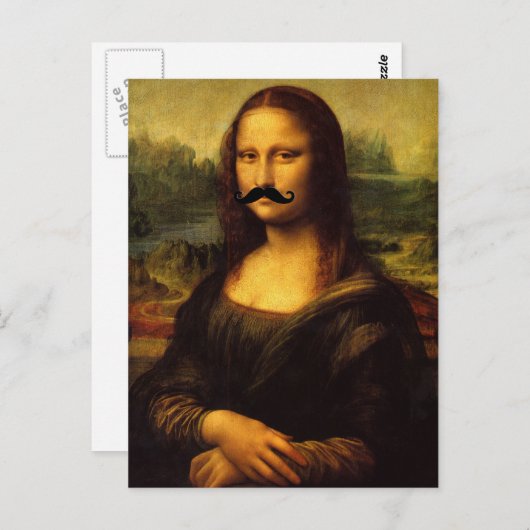 La Gioconda Bartded Lady Postkarte (Vorne/Hinten)