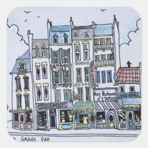 La Grand Rue   Boulogne-Sur-Mer, Frankreich Quadratischer Aufkleber